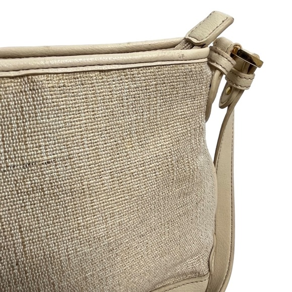 ETIENNE AIGNER Woven Cream Ivory Genuine Leather Trim Shoulder Bag Purse Handbag - Picture 2 of 16